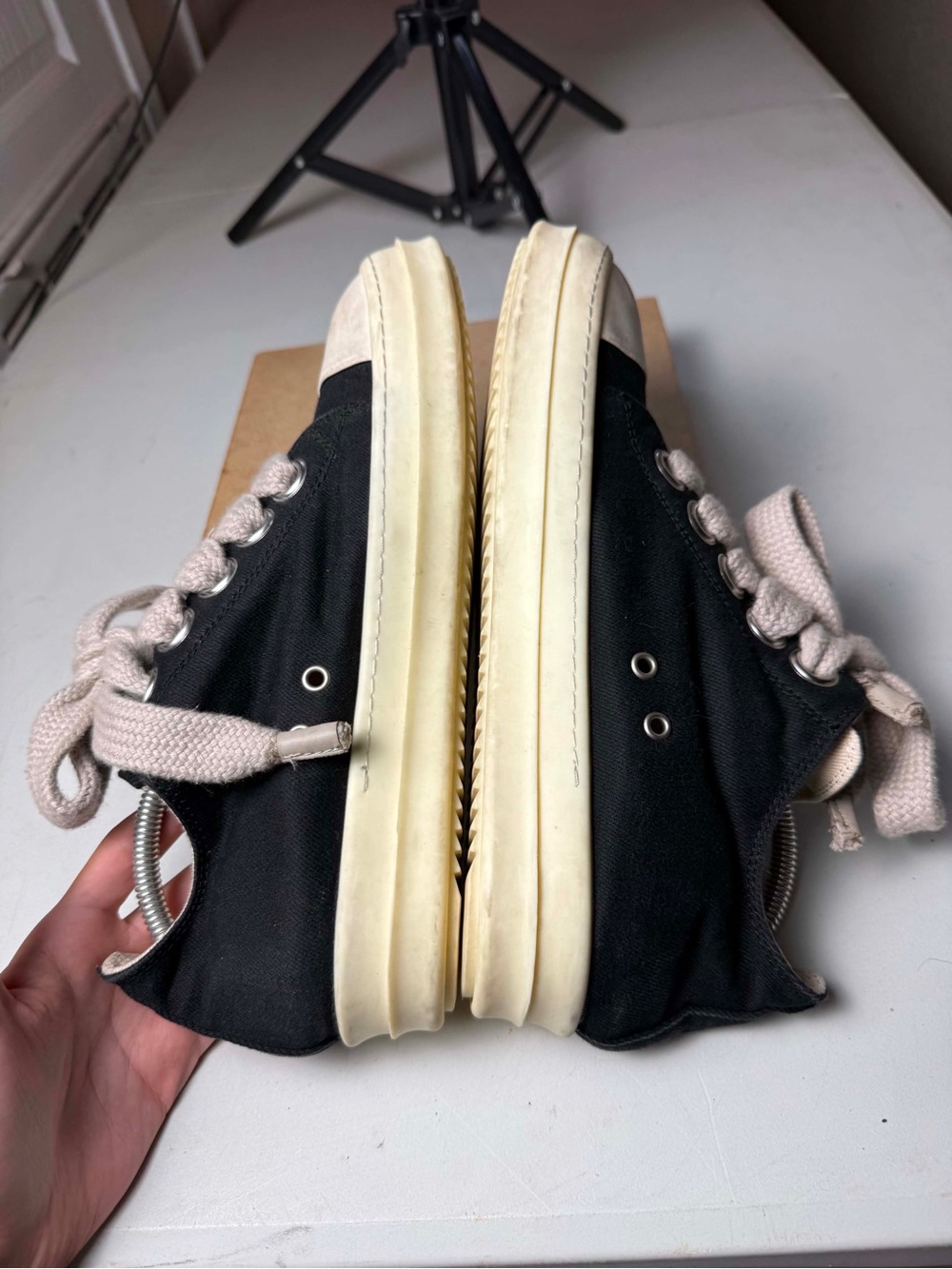Rick Owens Jumbo Lace Low Top Hollywood Ramones Size 44 / 11 US Sneaker Shoes - Picture 2 of 7